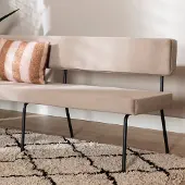 Livin24 Velvet eetkamerbank Espen taupe 190 cm