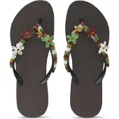 Uzurii Las dalias gold koffie dames slippers, , maat: