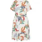 Usha Jurk groen / oranje / rood / offwhite