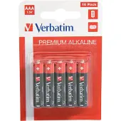 Verbatim Alkaline batterijen AAA, Alkaline, Cilindrisch, 1,5 V, 10 stuk(s), AAA, Zwart, Rood