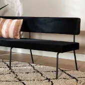 Livin24 Velvet eetkamerbank Espen zwart 190 cm