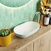 Mondiaz POOLE solid surface opzetkom kleur Greey | Talc. Afmeting 30x18x8cm