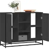 vidaXL Dressoir 92x35x76 cm bewerkt hout zwart