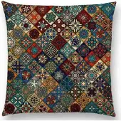Cusco Mandala kussenhoes Warm Square. – DUBBELZIJDIG BEDRUKT - Soft Touch. – 45x45 cm