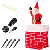 Monzana Opblaasbare Kerstman in Schoorsteen 178cm Lichtgevend