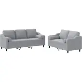 vidaXL 2-delige Loungeset met kussens stof lichtgrijs
