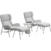 Garden Impressions Fresno loungestoelen taupe - Mati bijzettafel Ø50x48 cm