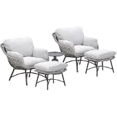 Garden Impressions Selene loungestoelen taupe - Tepa bijzettafel Ø50x48 cm
