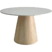 Giga Meubel Salontafel Sara Rond - Terrazzo/Hout - Naturel - 55x55x38cm