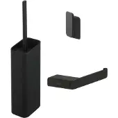 Geesa Shift Toiletaccessoireset - Toiletborstel met houder - Toiletrolhouder zonder klep - Handdoekhaak - Zwart 919900-06-115