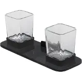 Geesa Glashouder Met Planchet Dubbel Shift Zwart Met Matzwarte Marmerlook
