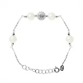 Diadema Forsçasseketen Armband en wit zoet water zilver zoetwaterparels 925
