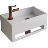 Boss & Wessing Fonteinset BWS Solid Surface Met Handdoekhouder Links Mat Wit Koper