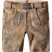 Stockerpoint Klederdracht broek 'Girgl' lichtbruin / mosterd / zilver
