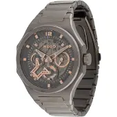 HUGO BOSS Analoog horloge '#GRAIL SKELETON' donkergrijs / pasteloranje