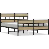 vidaXL Bedframe zonder matras metaal sonoma eikenkleurig 140x190 cm