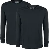 Black premium by emp Shirt met lange mouwen - Double Pack Black Long-Sleeve Tops with Crew Neck and V Neck - S tot 5XL - voor Mannen - zwart - Maat XL