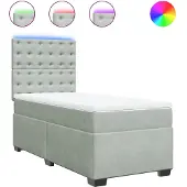 vidaXL Boxspring met matras fluweel lichtgrijs 80x200 cm