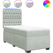 vidaXL Boxspring met matras fluweel lichtgrijs 90x190 cm