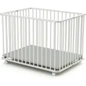 WEBABY Houten opvouwbare kinderbox CALI Wit 70 x 100 cm