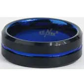 EtNox Ring - Blue Line - zwart-blauw - Maat 56