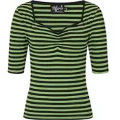 Hell Bunny - Rockabilly Shirt met lange mouwen - Warlock Top - XS tot XL - voor Vrouwen - groen-zwart - Maat S