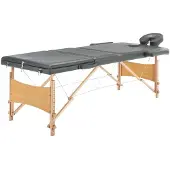 vidaXL Massagetafel met 3 zones 186x68 cm houten frame antraciet