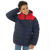 U.S. POLO ASSN. Jongens Kleurblok Juk Pufferjas Marine Blazer