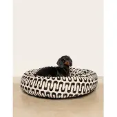 DOGGUO hondenmand RETRO-WAVE-ROUND-BED-BEIGE/BLACK-M
