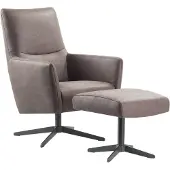 Profijt Meubel Draaifauteuil Varne microleder bruin met voetenbank basic comfort