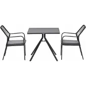 Garden Impressions Ross tuinset zwart 3-delig - Rimini tuintafel 80x80 cm
