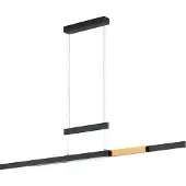 TRIO TRAJAN - Hanglamp - Zwart mat met messing - incl. 1x SMD 45W - Hoogte en lengte verstelbaar - Touch dimmer - Traploos instelbare lichtkleur - Verlichting omhoog en omlaag