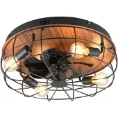 TRIO Plafondventilator Trondheim Zwart Met Hout