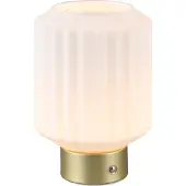 RL LIVE YOUR LIGHT REALITY LORD - Tafellamp - Messing mat - incl. 1x SMD 2W - Touch functie - Oplaadbaar - Witte glas
