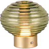 TRIO Oplaadbare tafellamp Earl messing met groen glas