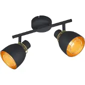 TRIO Zwarte plafondlamp Punch 2-lichts