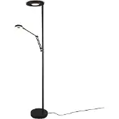 TRIO LED-uplighter vloerlamp Barrie, dimbaar, zwart, Woon-/ Eetkamer, metaal, Modern, LED vloerlamp