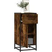 vidaXL Dressoir 35,5x35x76 cm bewerkt hout en metaal gerookt eiken