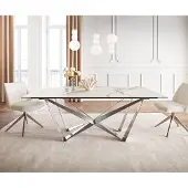 DELIFE Eetkamertafel Edge 200x100 keramiek Calacatta Luxe wit-goud-grijs spider vlak staal RVS