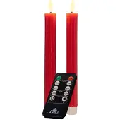 Anna's Collection LED Dinerkaars Rib Met Timer Rood D 2,1 H 23 Cm 2 Stuks