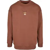 Merchcode Sweatshirt 'Christmas Cute Deer' beige / kastanjebruin / rood / zwart