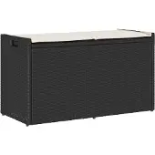 vidaXL Buitenbank met opbergruimte en kussen, zwart, 100 cm