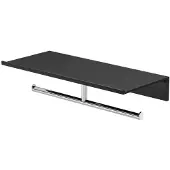 Geesa Planchet met toiletrolhouder zonder klep dubbel Leev 28 cm Zwart Chroom