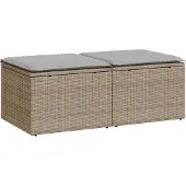 vidaXL 2-delige Loungeset met kussens poly rattan acacia beige