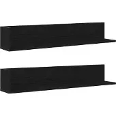 vidaXL Wandschappen 2 st 100x16,5x16,5 cm bewerkt hout zwart