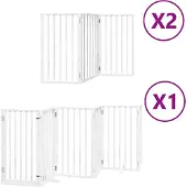 vidaXL Hondenhek inklapbaar met deur 12 panelen 600cm populierhout wit