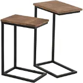 J-Line S/2 sidetable rectangle metal/wood black/natural