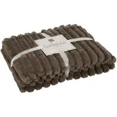 J-Line Plaid corduroy - polyester - taupe - 180 x 130 cm