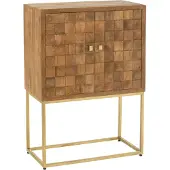 J-Line Kast Nino Op Staander Metaal/Mangohout Naturel/Goud
