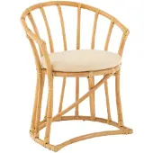 J-Line Stoel+Kussen Rotan/Textiel Naturel/Wit